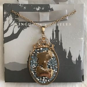 New! Disney Cinderella Necklace Gold Blue